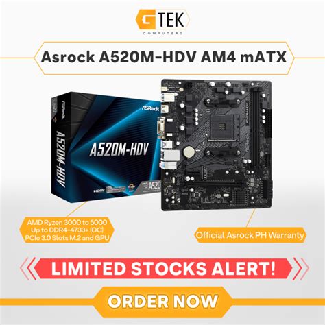 Asrock A520M-HDV A520 AM4 AMD Ryzen mATX Motherboard | Lazada PH