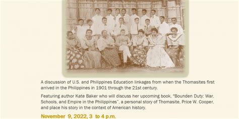 Nov 9: US-PH Educational Linkages and the Legacy of the Thomasites | US-Philippines Society