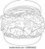 Coloring Book Burger Sandwich Isolated Image Stock Vector Royalty Free  sketch template
