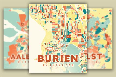 Burien Washington Colorful Map Graphic by Poster Boutique · Creative Fabrica