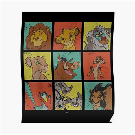 "Lion King Characters 90s" Poster for Sale by CoppockShop | Redbubble