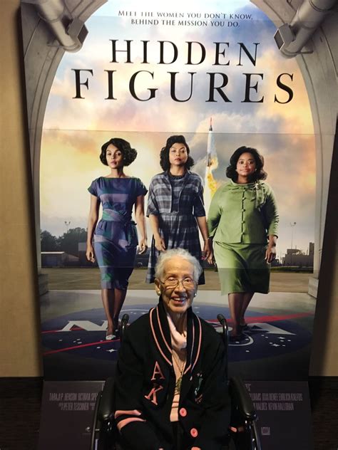 Katherine Johnson age 98 poses in front of Movie Poster "Hidden Figures" honoring her ...