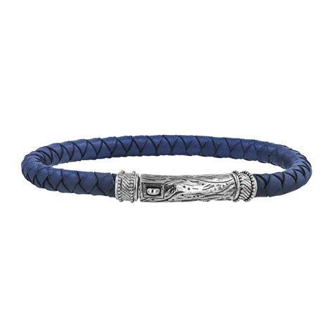 Men's Silver + Leather Bracelet (Blue) - Robert Manse Design - Touch of ...