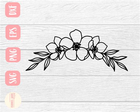 Flower Header SVG Design Simple Flower SVG File for Cricut - Etsy