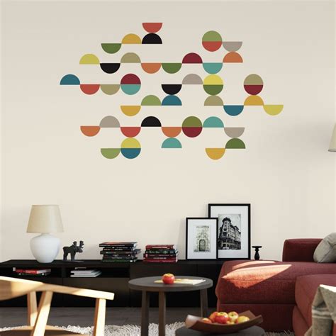 Mid Century Modern Semi Circle Wall Decals, Geometric Wall Decals Peel and Stick Col 1