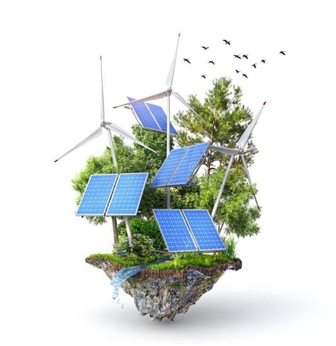 Eco Energy. Solar Panels with Wind Stations on the Island Stock Illustration - Illustration of ...