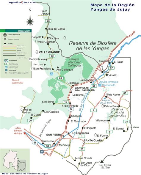 Mapa Yungas - Rutas y Localidades del Circuito de las Yungas - Jujuy | Jujuy, Mapa turístico ...