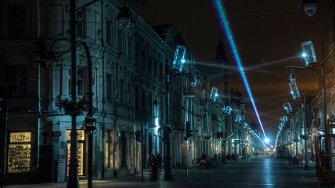 Light Installation & Street Art in Łódź, Poland