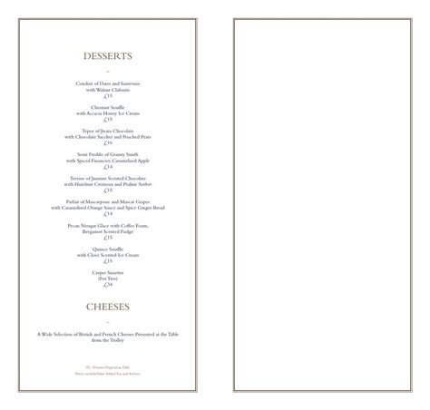 The Ritz London Winter Menu