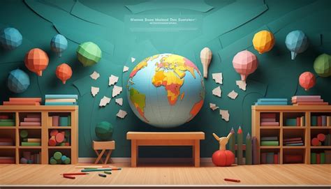 Premium AI Image | Minimal 3D World teacher's day creative poster design