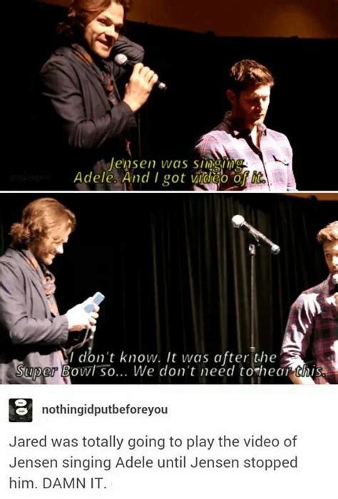 Jensen singing Adele Vegascon 2017 | Supernatural funny, Supernatural ...