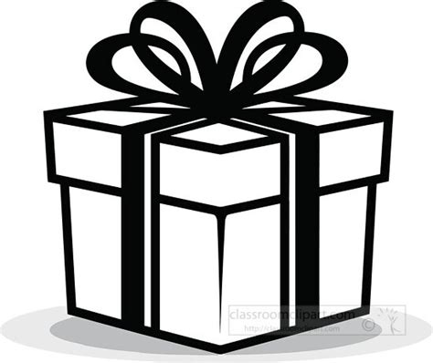 Holiday Outline Clipart-gift black outline