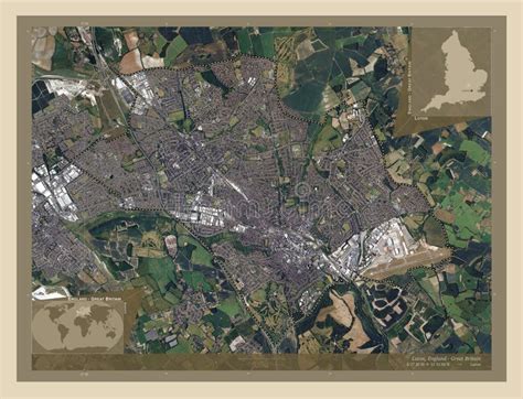 Luton, England - Great Britain. High-res Satellite. Labelled Poi Stock ...