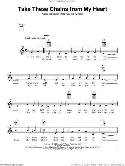 Williams - Take These Chains From My Heart sheet music for ukulele