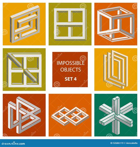 Impossible objects. Set 4 stock vector. Illustration of geometrical ...