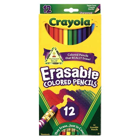 Crayola Erasable Colored Pencil Set, Assorted Colors, Beginner Child, 12 Pieces - Walmart.com ...