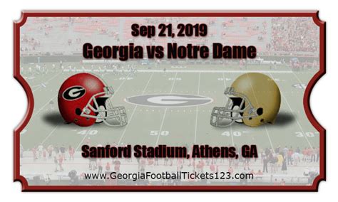 Georgia Bulldogs vs Notre Dame Fighting Irish Football Tickets | 09/21/19