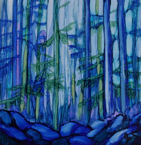 Moonlit Forest Painting by Joanne Smoley