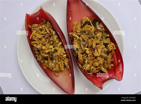 Banana flower curry, South Indian food, Plantain flower fry Stock Photo ...