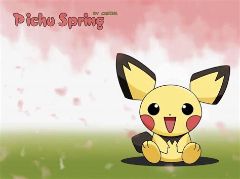 Download Pichu Smiling On A Springtime Wallpaper | Wallpapers.com