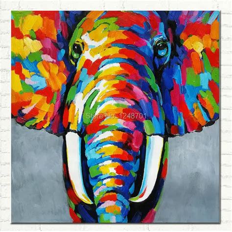 Pop Art Hand Painted Elephant Oil Painting On Canvas African Abstract ...