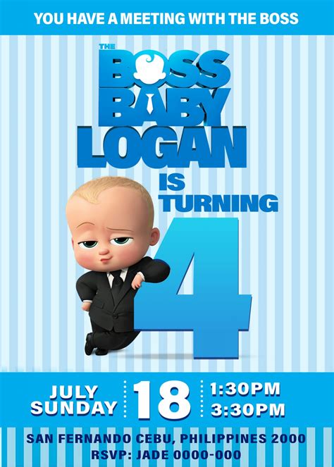 The Boss Baby 2 Birthday Invitation Card, 4 x 6 or 5 x 7 1662 – Jamakodesigns