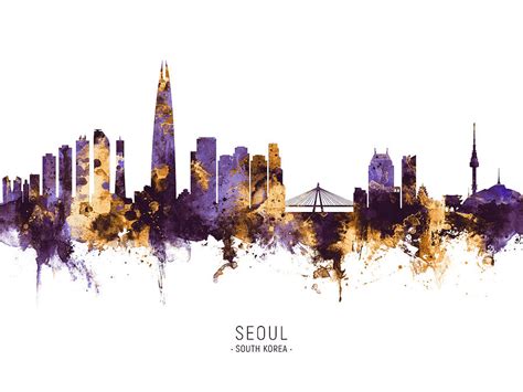 Seoul Skyline South Korea Digital Art by Michael Tompsett - Fine Art ...