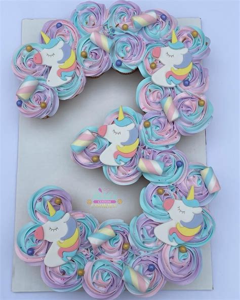 3 cupcake pull apart cake unicorn theme – Artofit