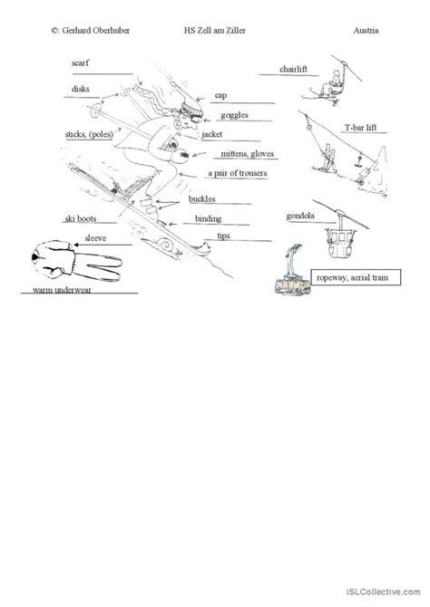 Skiing Equipment: English ESL worksheets pdf & doc