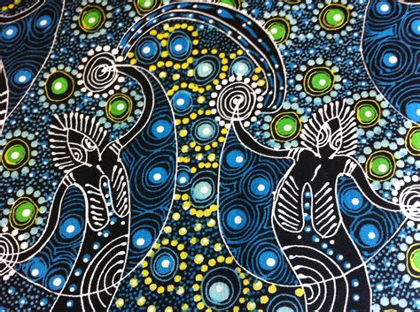 Australian Aboriginal Print Fabric--Dancing Spirit Blue--Aboriginal Design--Cotton Quilt Fabric ...