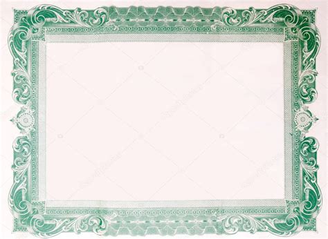 Old Vintage Stock Certificate Empty Border Frame Stock Photo by ©Qingwa ...