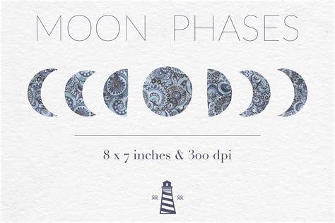 Moon Phases Clipart, Lunar Graphics (121104) | Decorations | Design Bundles