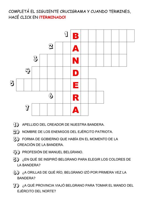 Crucigrama día de la bandera worksheet | Día de la bandera, Tecnicas de ...