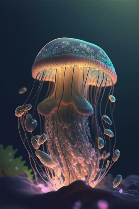 Glowing Deep-Sea Jellyfish A Radiant Beauty in the Darkness 24069510 Stock Photo at Vecteezy