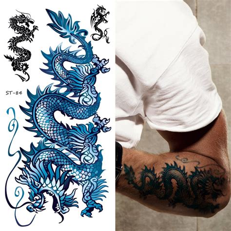 Supperb Temporary Tattoos - Blue Dragon II (Set of 2) – supperbtattoo