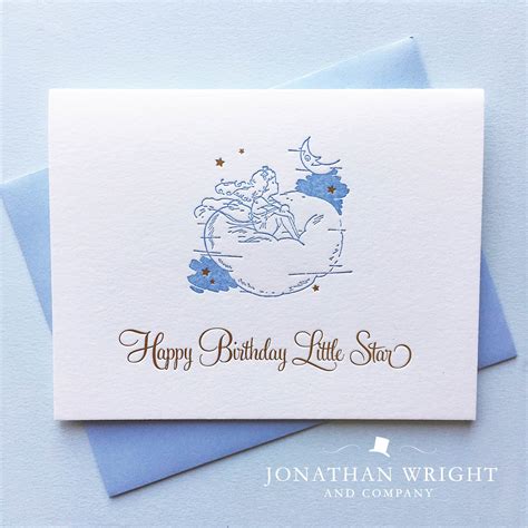 Letterpress birthday card with gold foil and a blue envelope. Design by ...