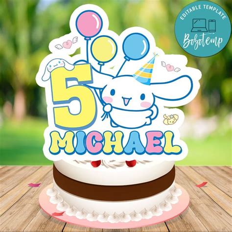 Cinnamoroll Birthday Cake Topper Template Printable | Bobotemp | Birthday cake toppers, Cake ...