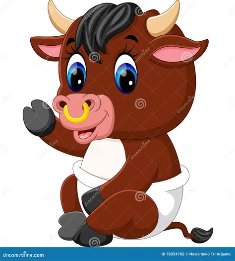 Cute baby bull cartoon stock vector. Illustration of cartoon - 70354702