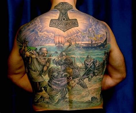 Viking warriors battle on the see tattoo on back | Viking tattoos, Viking warrior tattoos ...