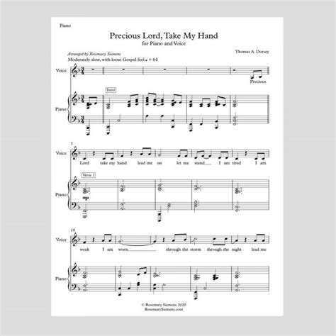 Precious Lord, Take My Hand - Digital Sheet Music - Rosemary Siemens Official