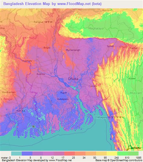 Bangladesh Elevation and Elevation Maps of Cities, Topographic Map Contour