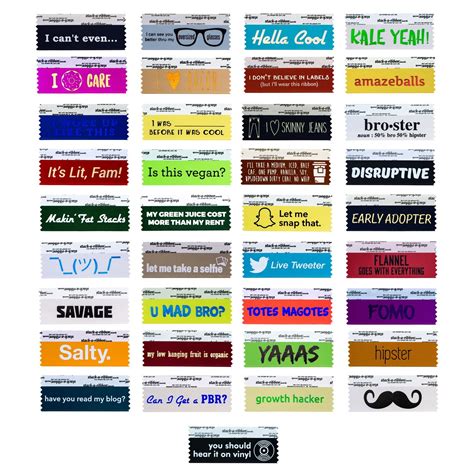 Hipster Badge Ribbon Fun Pack, Assortment of 100 | Name tag templates, Name tag design, Badge