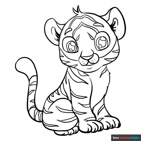 Baby Tiger Coloring Page | Easy Drawing Guides