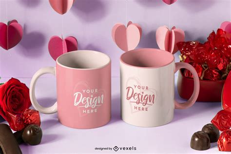Valentine's Day Mug Mockup PSD Editable Template