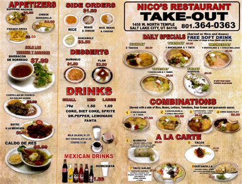 Nico’s Restaurant menu – SLC menu