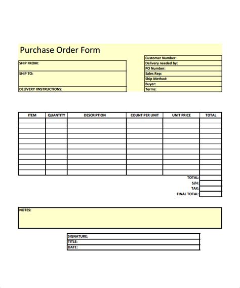 Food Order: Food Order Form Excel Template