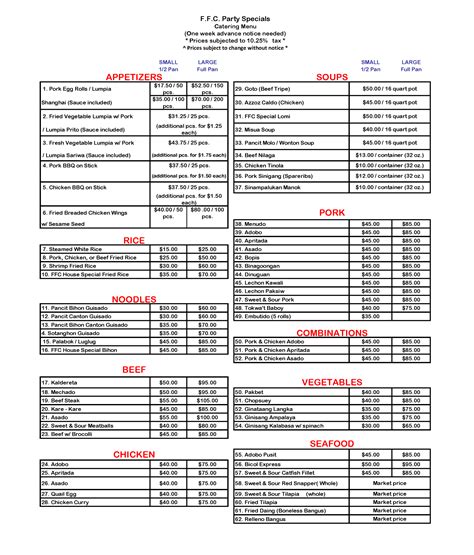 Filipino Food Catering Menu | Morton Grove, IL