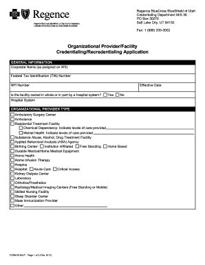 Regence Provider Recredentialing Application Form - Fill and Sign ...