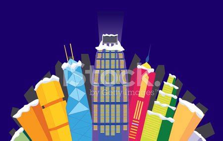 Cartoon Hong Kong Night View Of Skyline Stock Vector | Royalty-Free | FreeImages