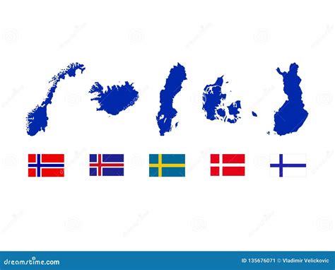 Nordic Countries Maps And Flags - The Nordic Countries Or The Nordics Cartoon Vector ...